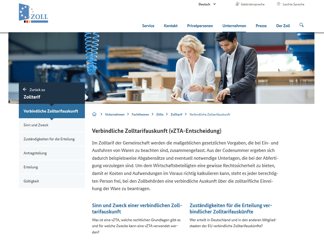 verbindliche-Zolltarifauskunft-vZTA-Entscheidung verbindliche-Zolltarifauskunft-vZTA-Entscheidung