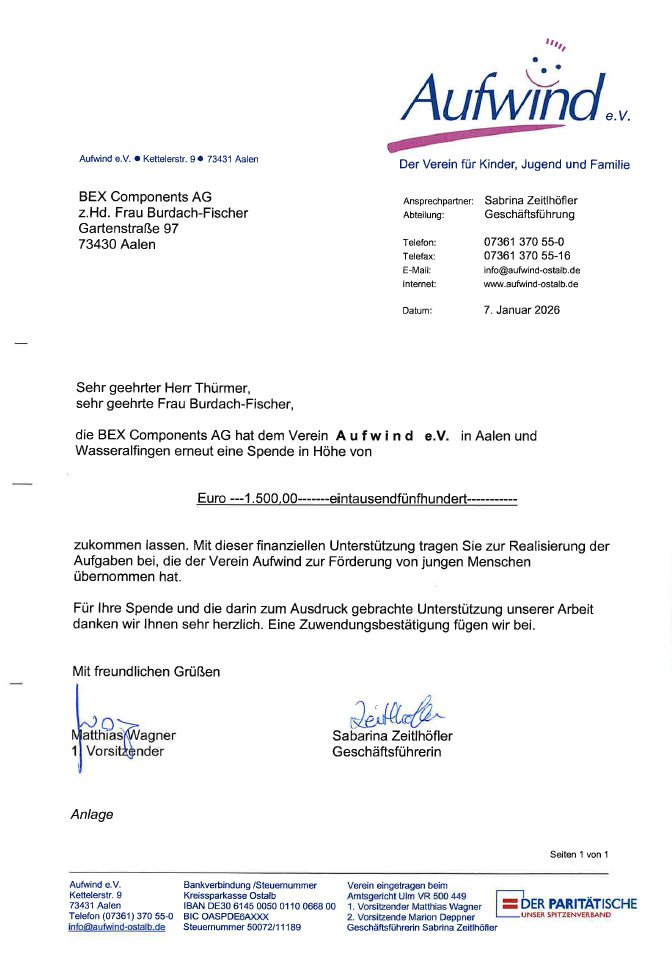 Aufwind Dankesbrief 2025