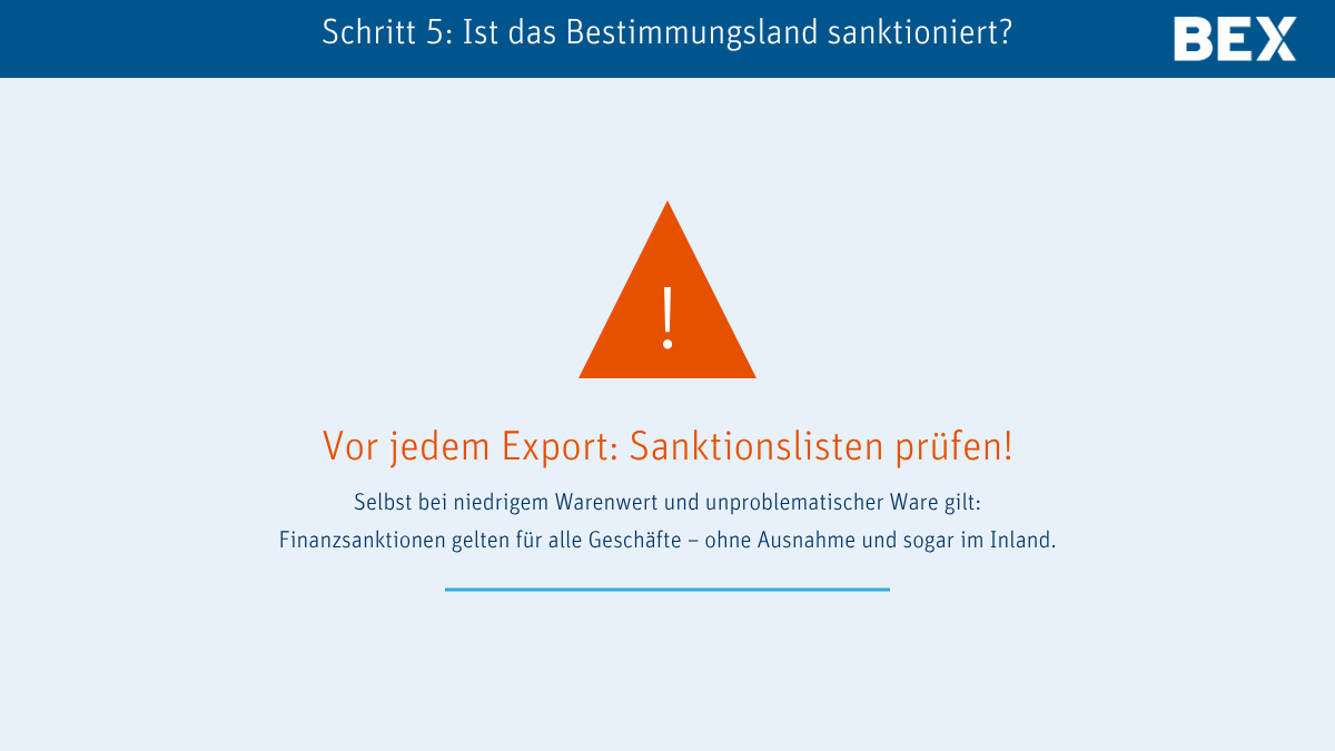 Schritt5_Ist das Bestimmungsland sanktioniert Ausfuhranmeldungen - Ist das Bestimmungsland sanktioniert?